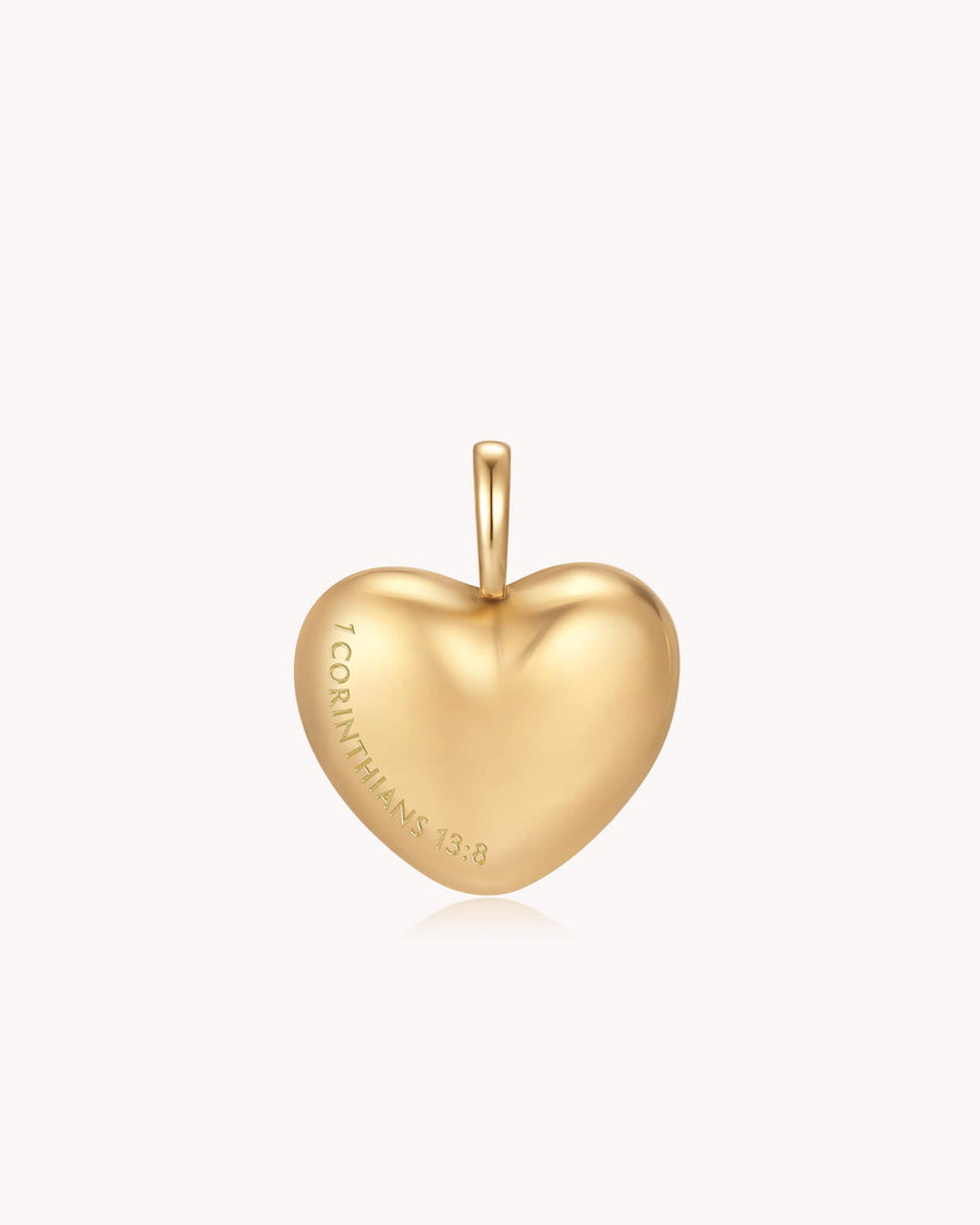 Love Never Fails 1 Corinthians 13:8 Gold Heart Pendant