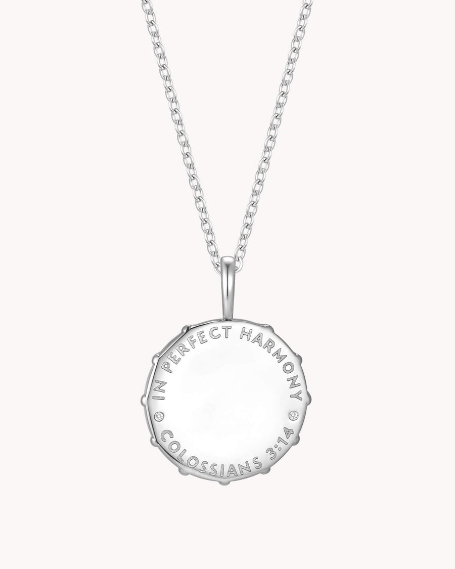 Colossians 3:14 Love Binds White Gold Cable Chain Necklace