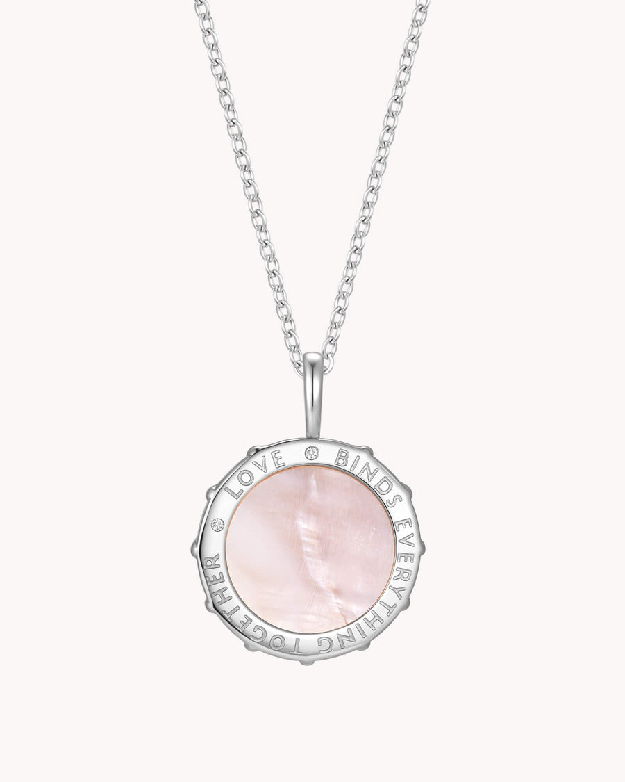 Colossians 3:14 Love Binds White Gold Cable Chain Necklace