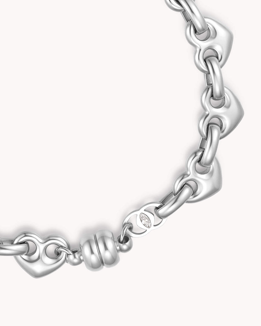 Colossians 3:14 White Gold Heart Mariner Chain Necklace