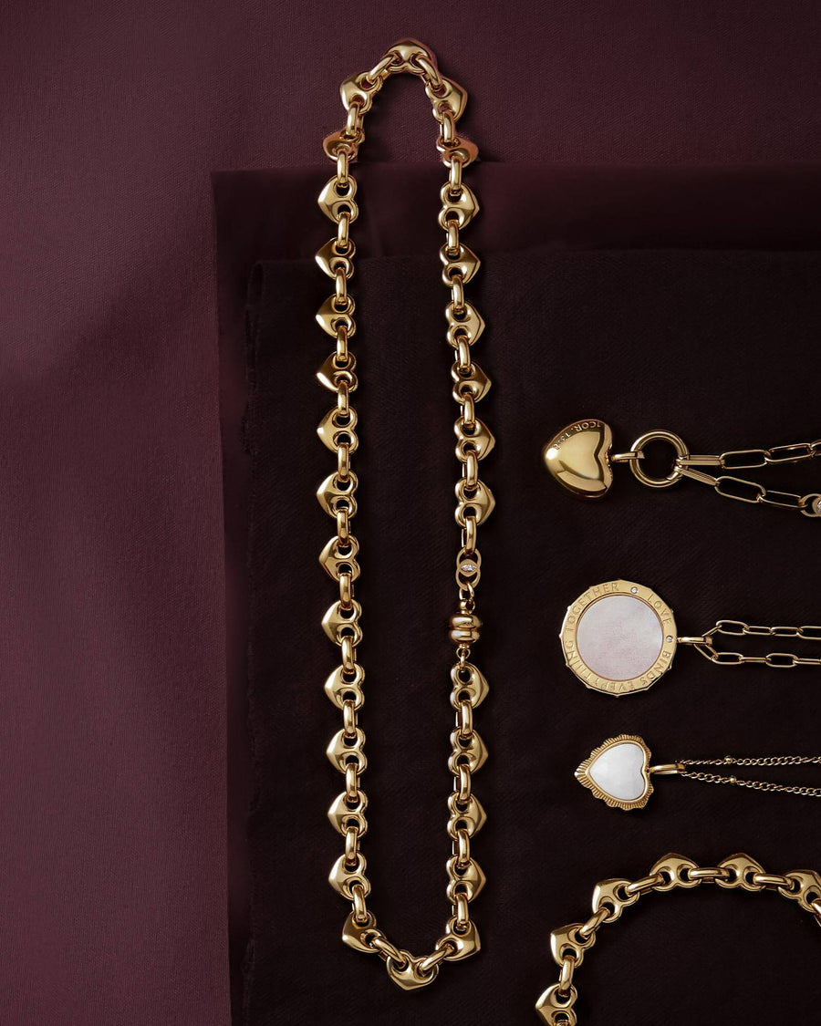 Colossians 3:14 Gold Heart Mariner Chain Necklace