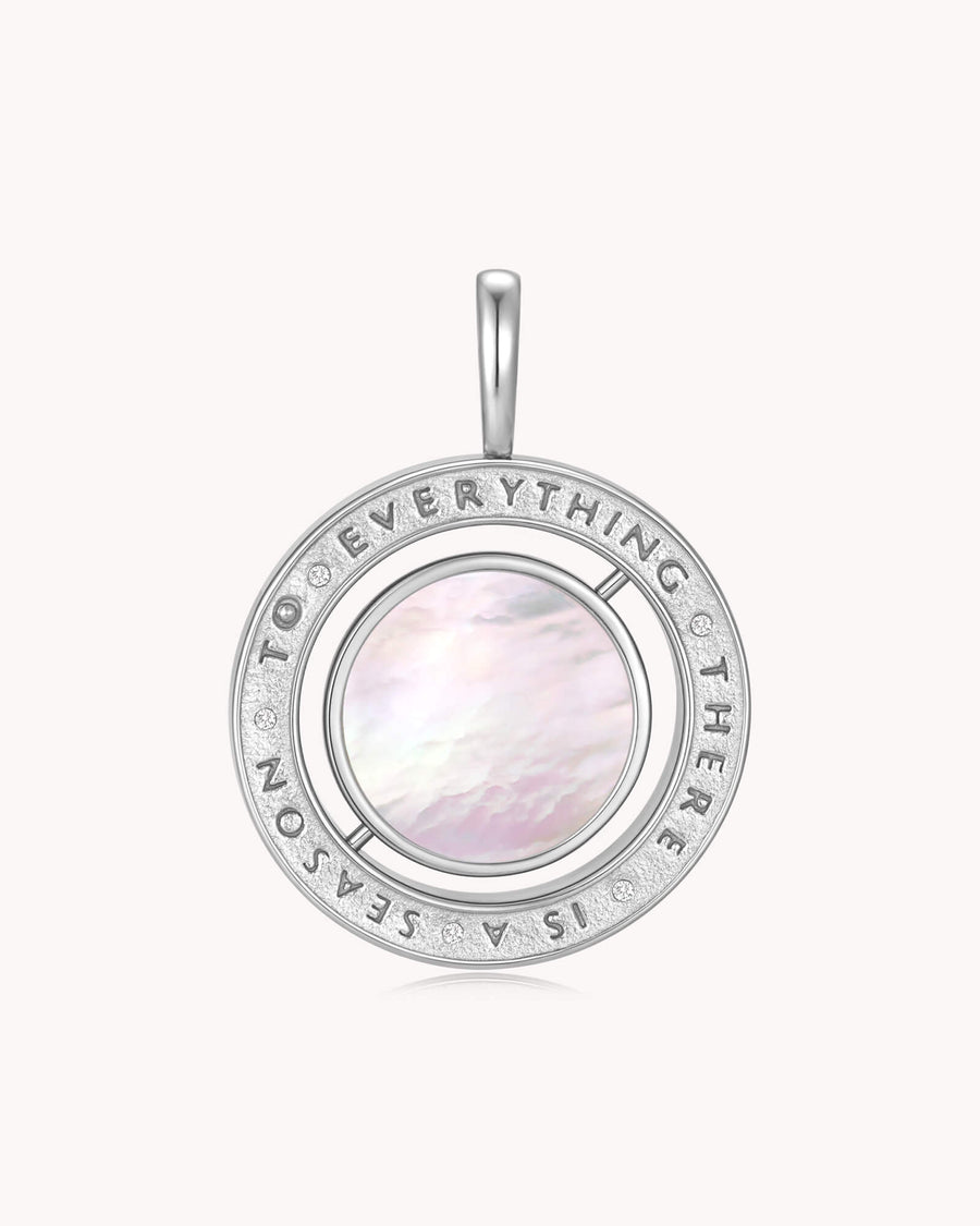 To Everything There is a Season Ecclesiastes 3:1 White Gold Spinning Medallion