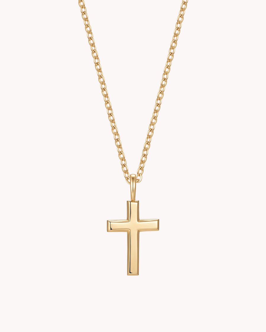 Gold Classic Cross Cable Chain Necklace