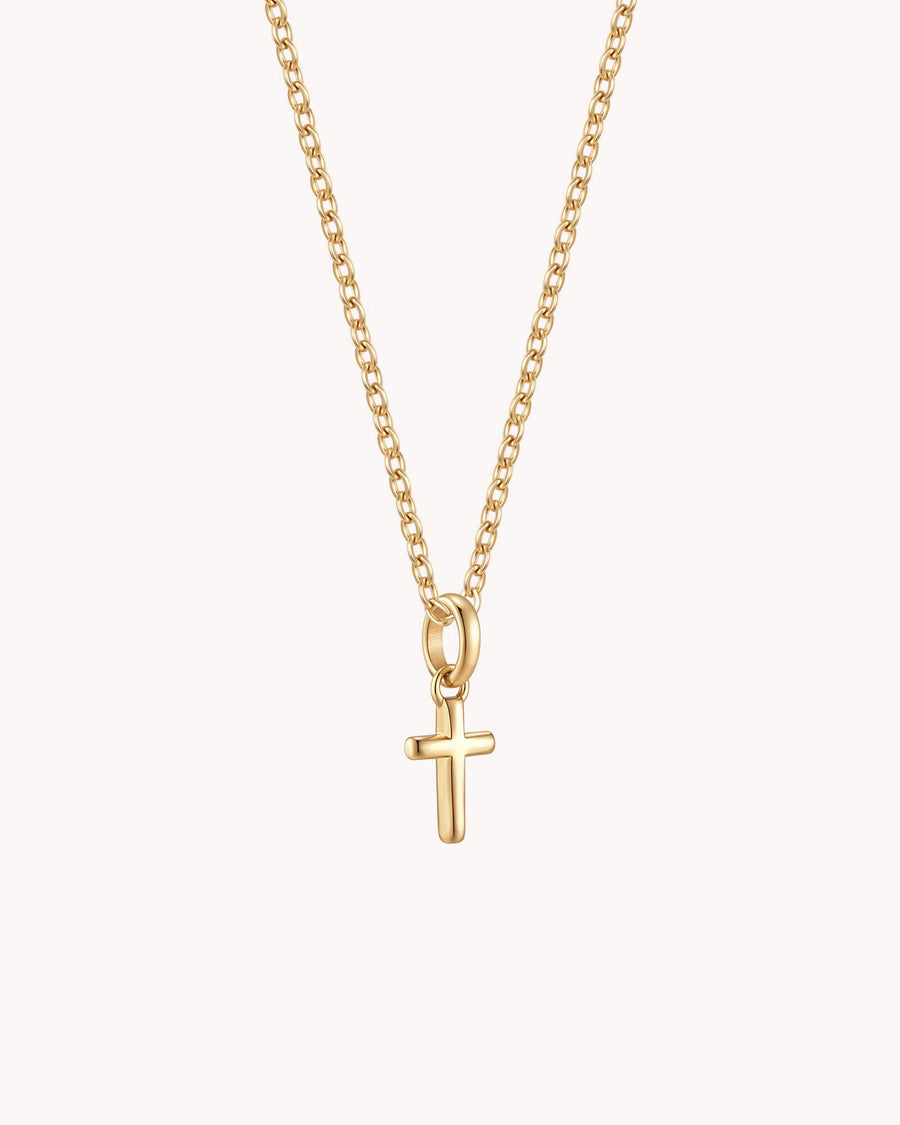 Gold Petite Classic Cross Cable Chain Necklace