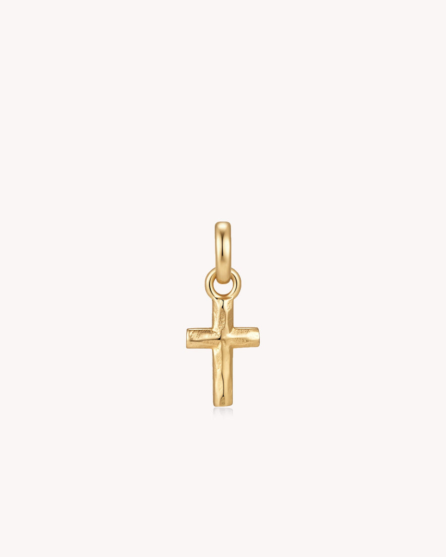 Gold Petite Textured Cross Pendant