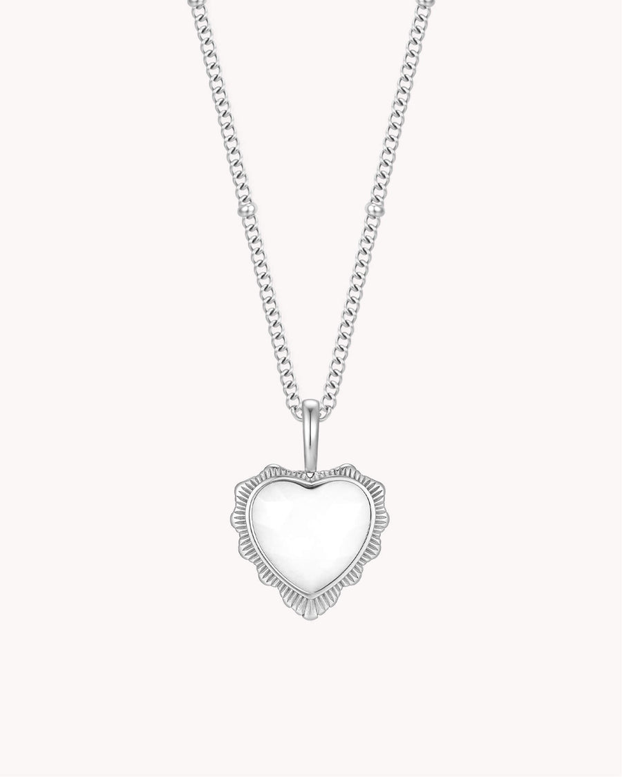 John 16:33 Take Heart White Gold Heart Necklace