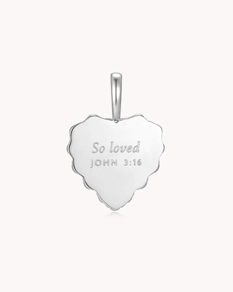 So Loved John 3:16 White Gold Red Agate Heart Pendant