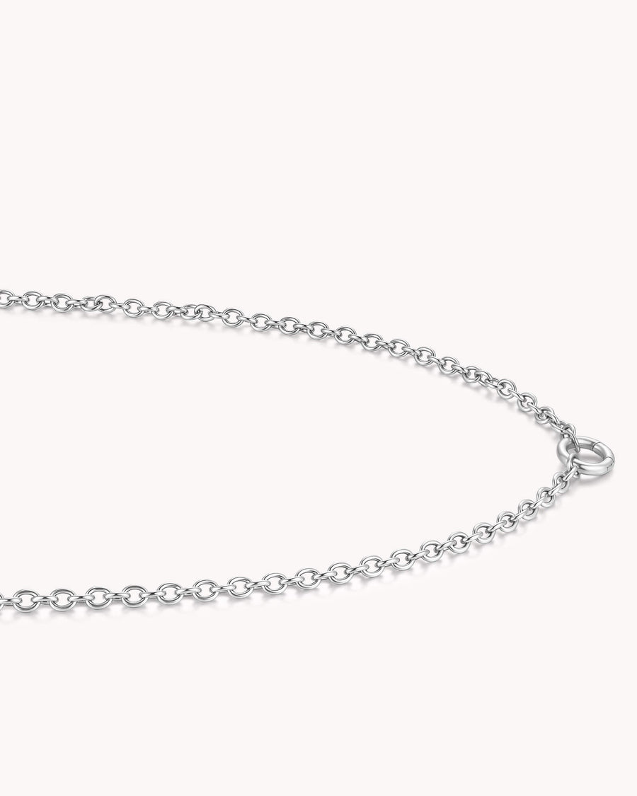 Large Cable Chain White Gold Necklace with Circle Annex Link