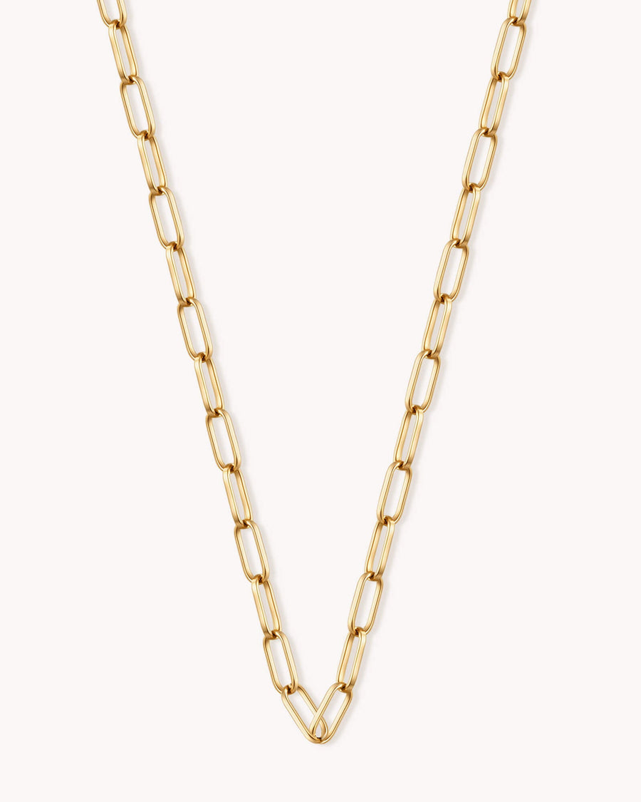 Link Chain Gold Necklace with Circle Annex Link