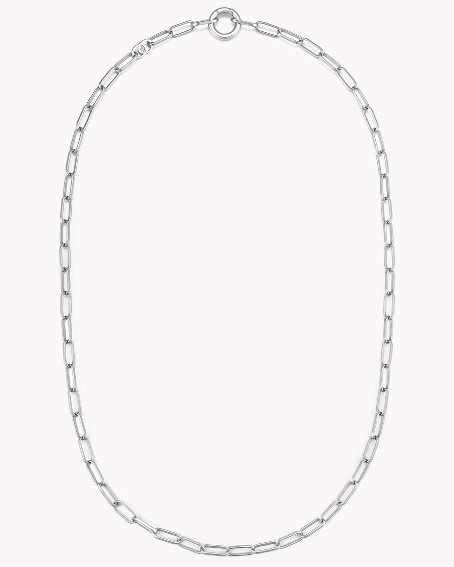 Link Chain White Gold Necklace with Circle Annex Link
