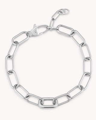 Large Link Chain White Gold Bracelet with Annex Link