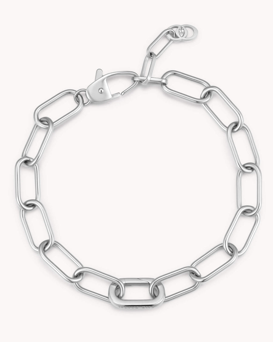 Large Link Chain White Gold Bracelet with Annex Link
