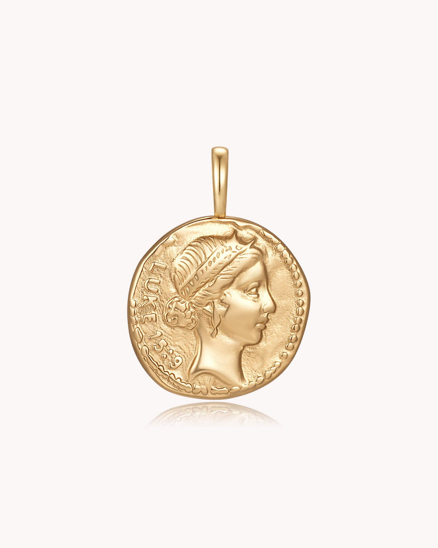 FOUND Luke 15:9 Gold Coin Pendant