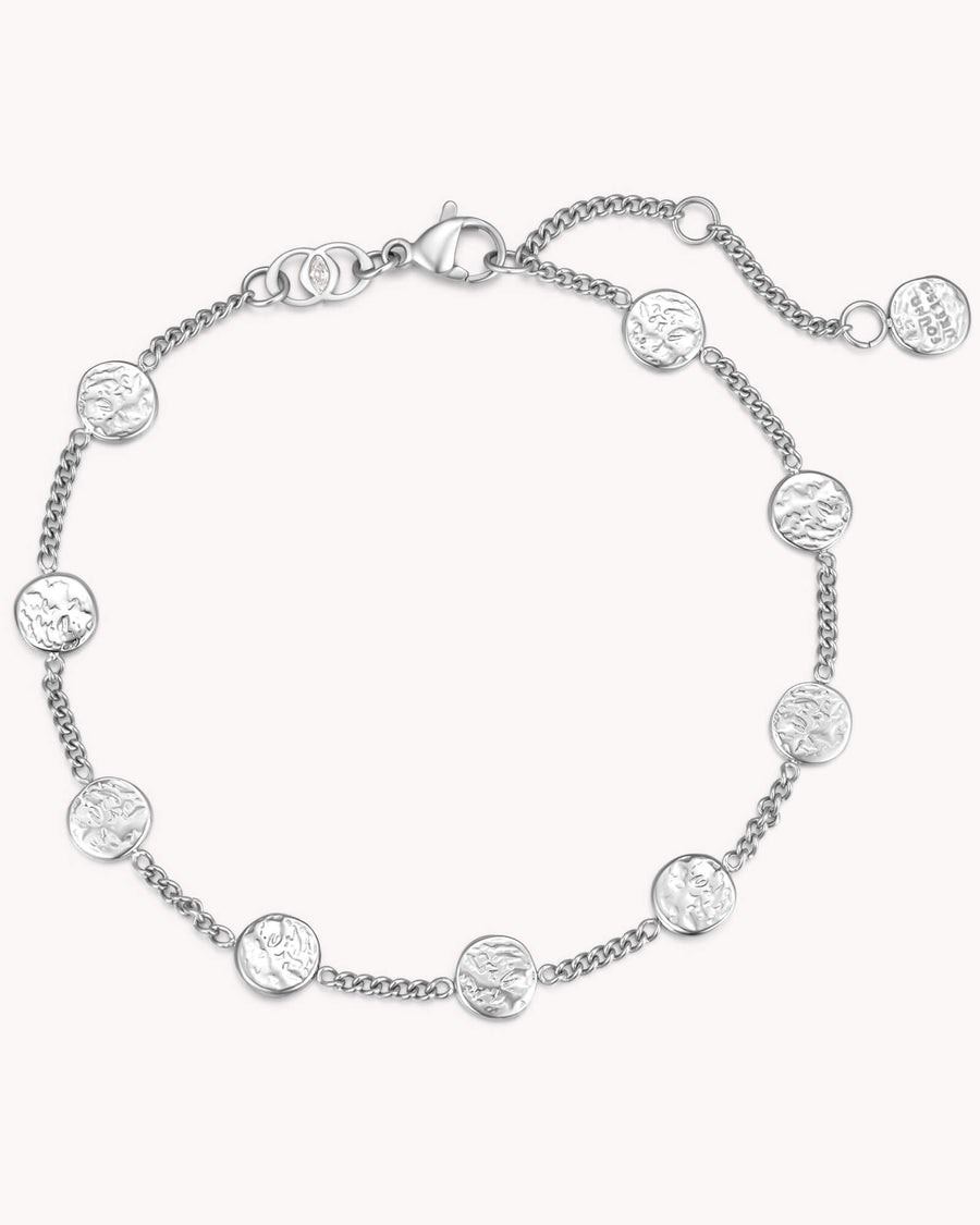 FOUND Luke 15:9 White Gold Coin Bracelet
