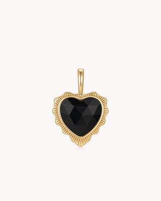 Trust in the LORD Proverbs 3:5-6 Gold Black Onyx Heart Pendant