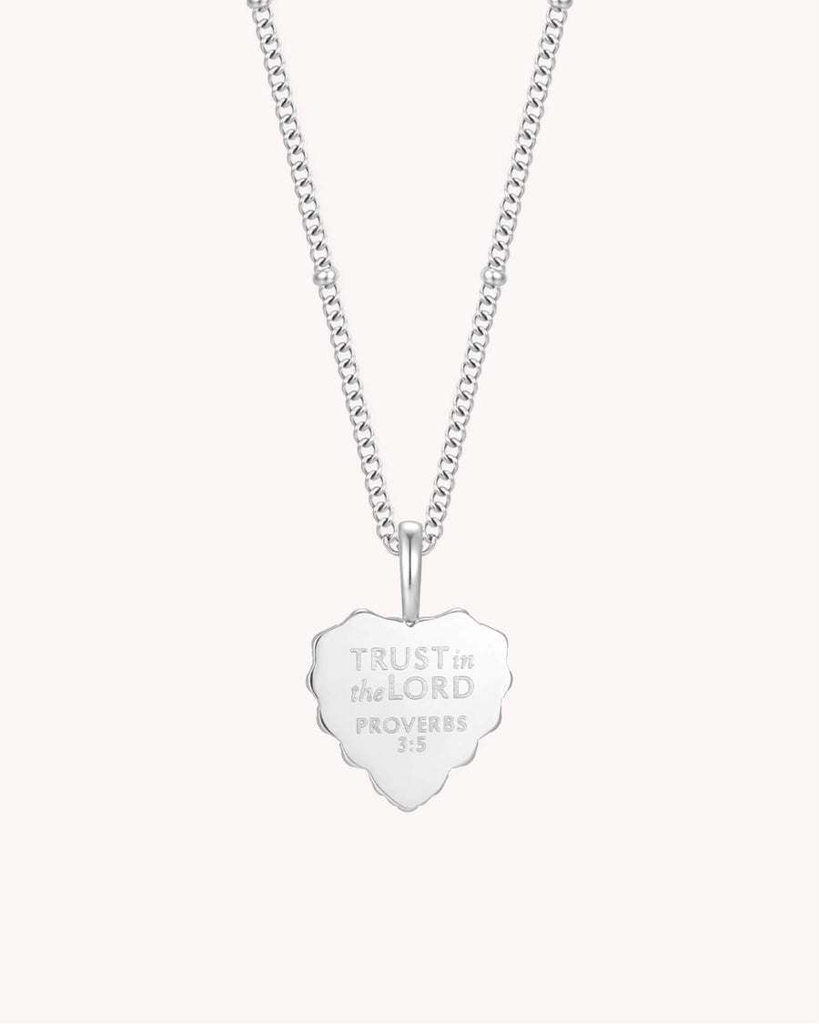 Proverbs 3:5-6 Trust in the LORD White Gold Heart Necklace