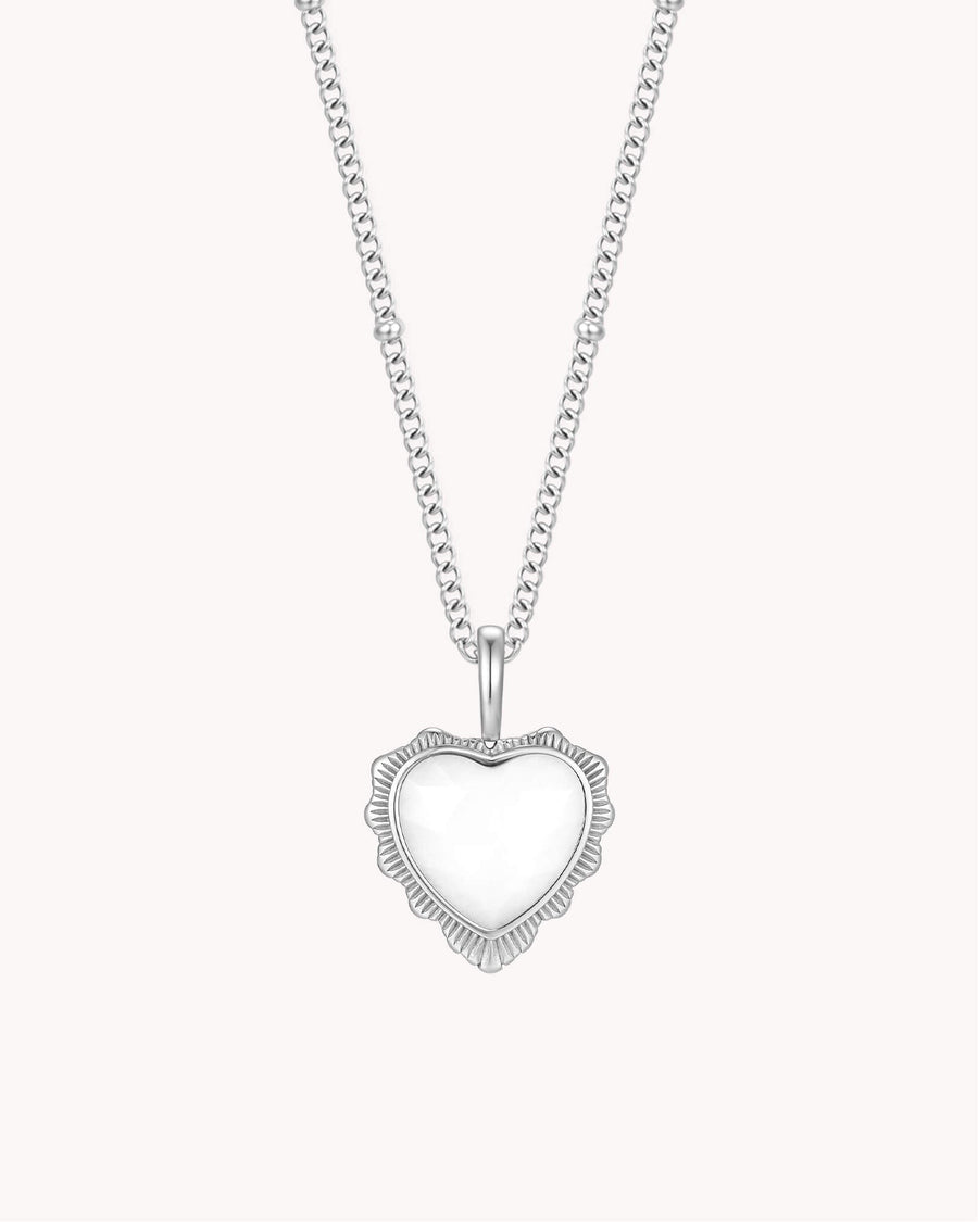 Proverbs 31:28 Call Her Blessed White Gold Heart Necklace