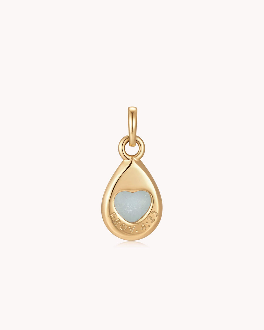Guard Your Heart Proverbs 4:23 Gold Aquamarine Heart Pendant