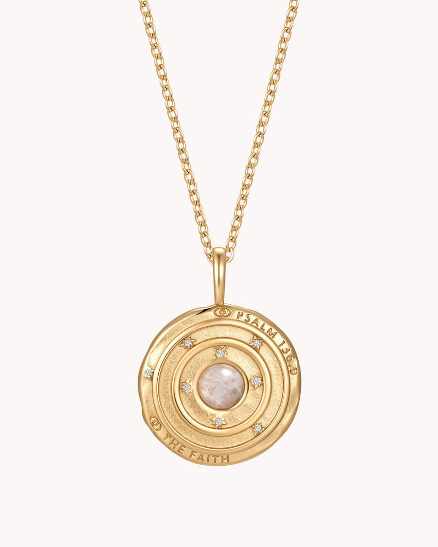 Psalm 136:9 The Moon and Stars Gold Cable Chain Necklace