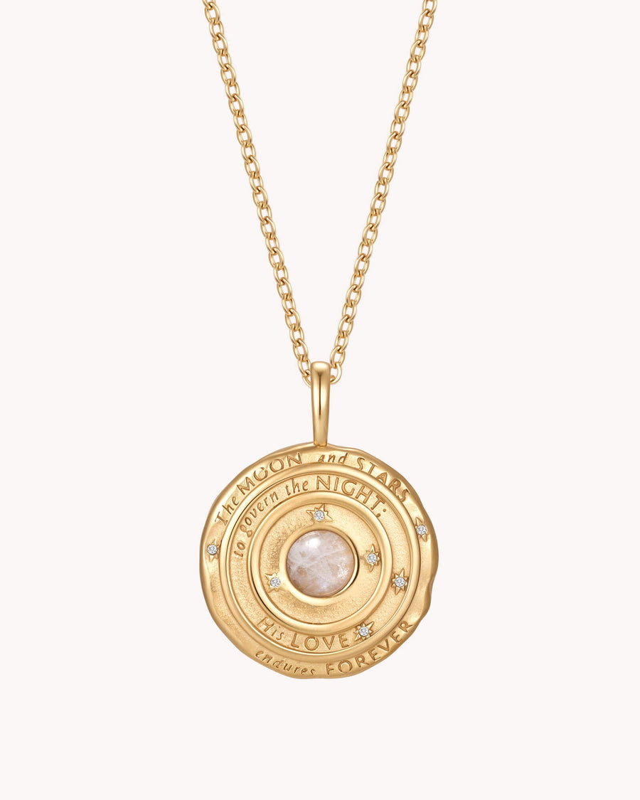 Psalm 136:9 The Moon and Stars Gold Cable Chain Necklace