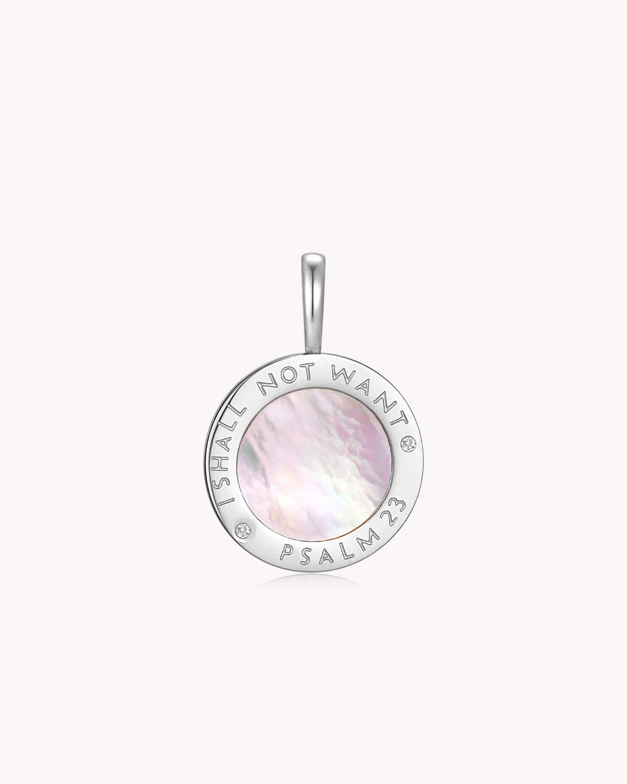 The LORD Is My Shepherd Psalm 23 White Gold Pendant