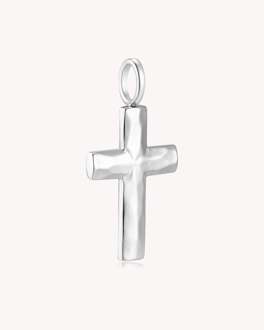 Stainless Steel Large Textured Cross Pendant