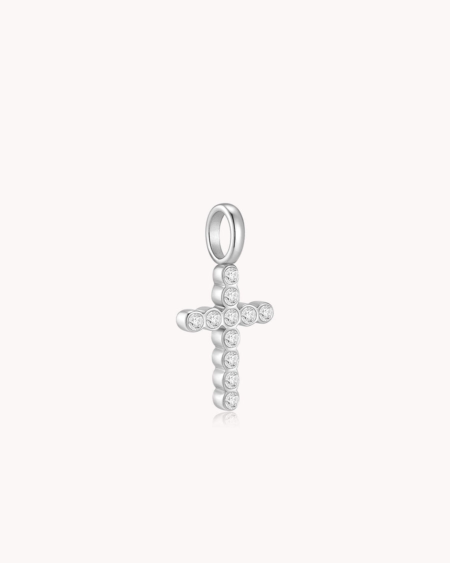 White Gold Cubic Zirconia Refined Cross Pendant