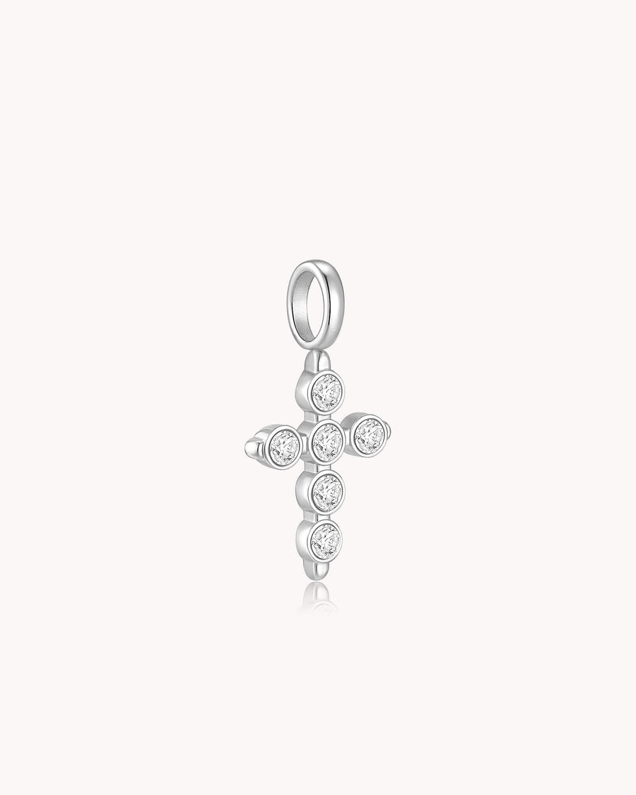 Cubic Zirconia Delicate White Gold Cross Pendant