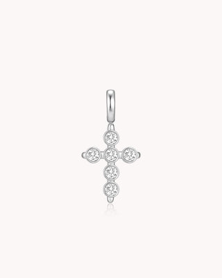 Cubic Zirconia Delicate White Gold Cross Pendant