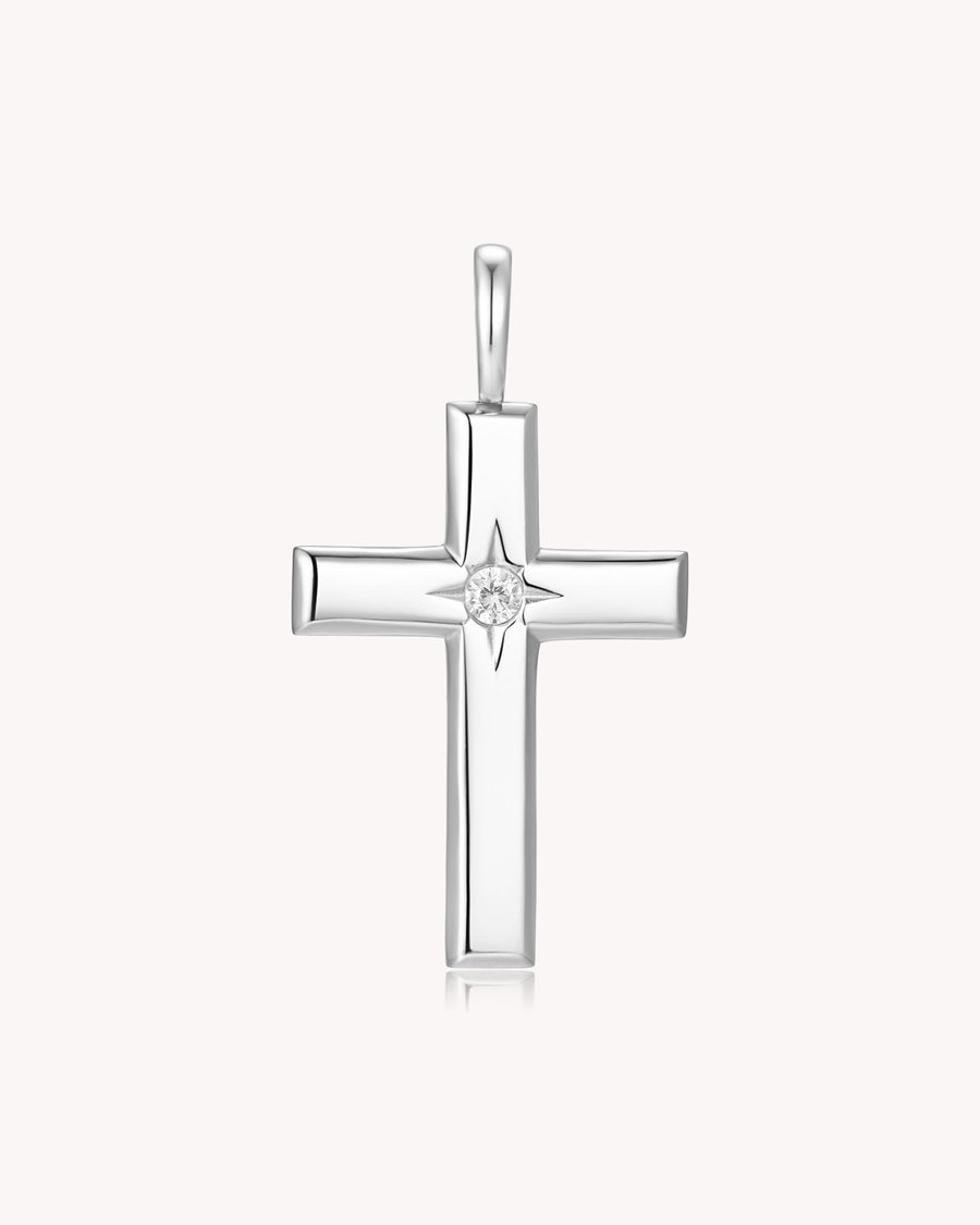 The Bright Morning Star White Gold Large Cross Pendant