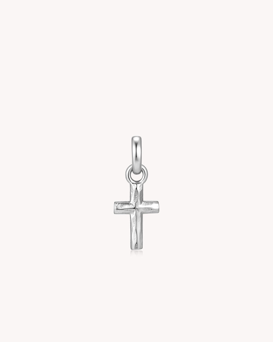 White Gold Petite Textured Cross Pendant