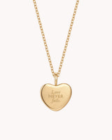 1 Corinthians 13:8 Love Never Fails Gold Heart Necklace — 2