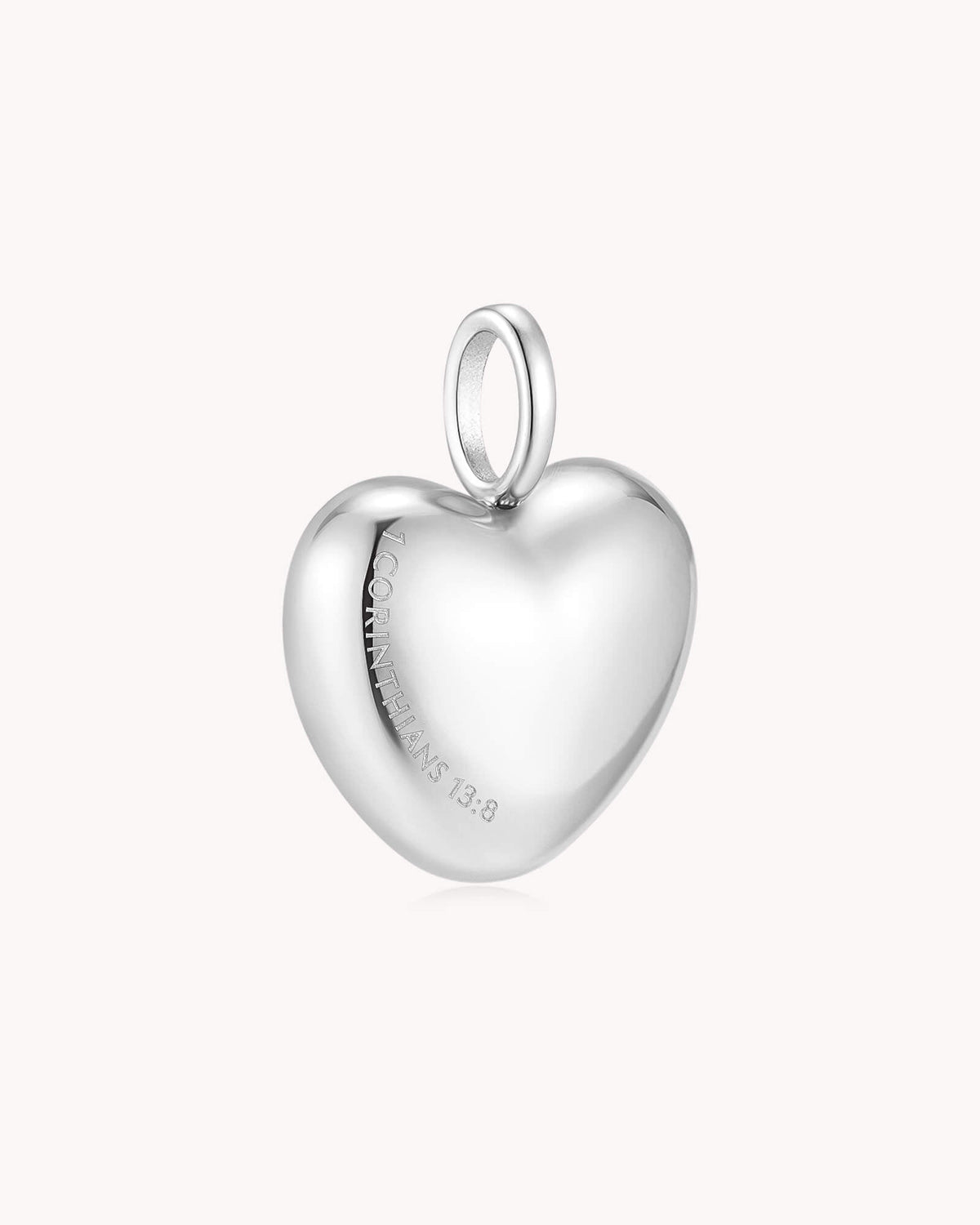 1 Corinthians 13:8 Love Never Fails White Gold Heart Necklace — 4