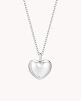 1 Corinthians 13:8 Love Never Fails White Gold Heart Necklace
