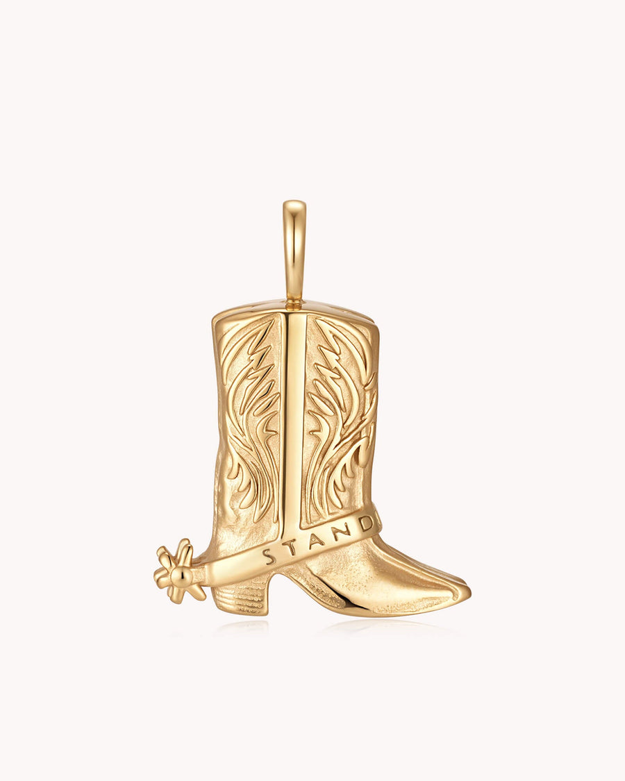 Standing Firm 1 Peter 5:9 Gold Cowboy Boots Pendant