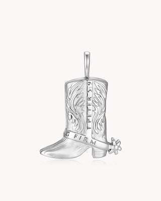Standing Firm 1 Peter 5:9 White Gold Cowboy Boots Pendant