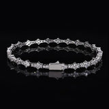 6.5mm Tennis Bracelet - 14K Gold Plated CZ Four Leaf Clover