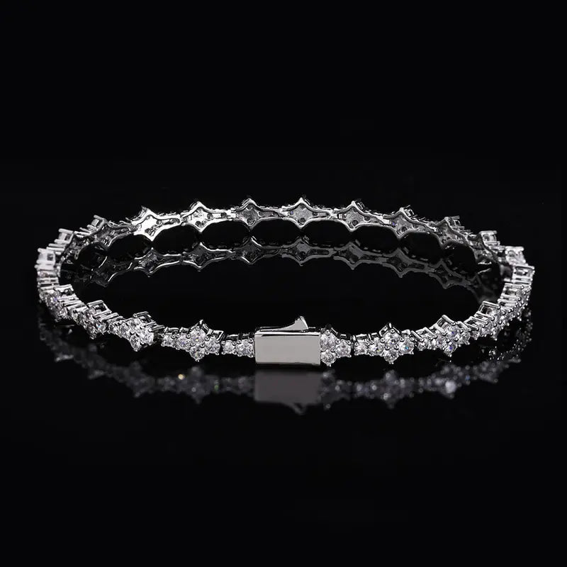 6.5mm Tennis Bracelet - 14K Gold Plated CZ Four Leaf Clover