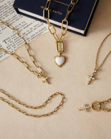 Cubic Zirconia Delicate Gold Cross Pendant — 3