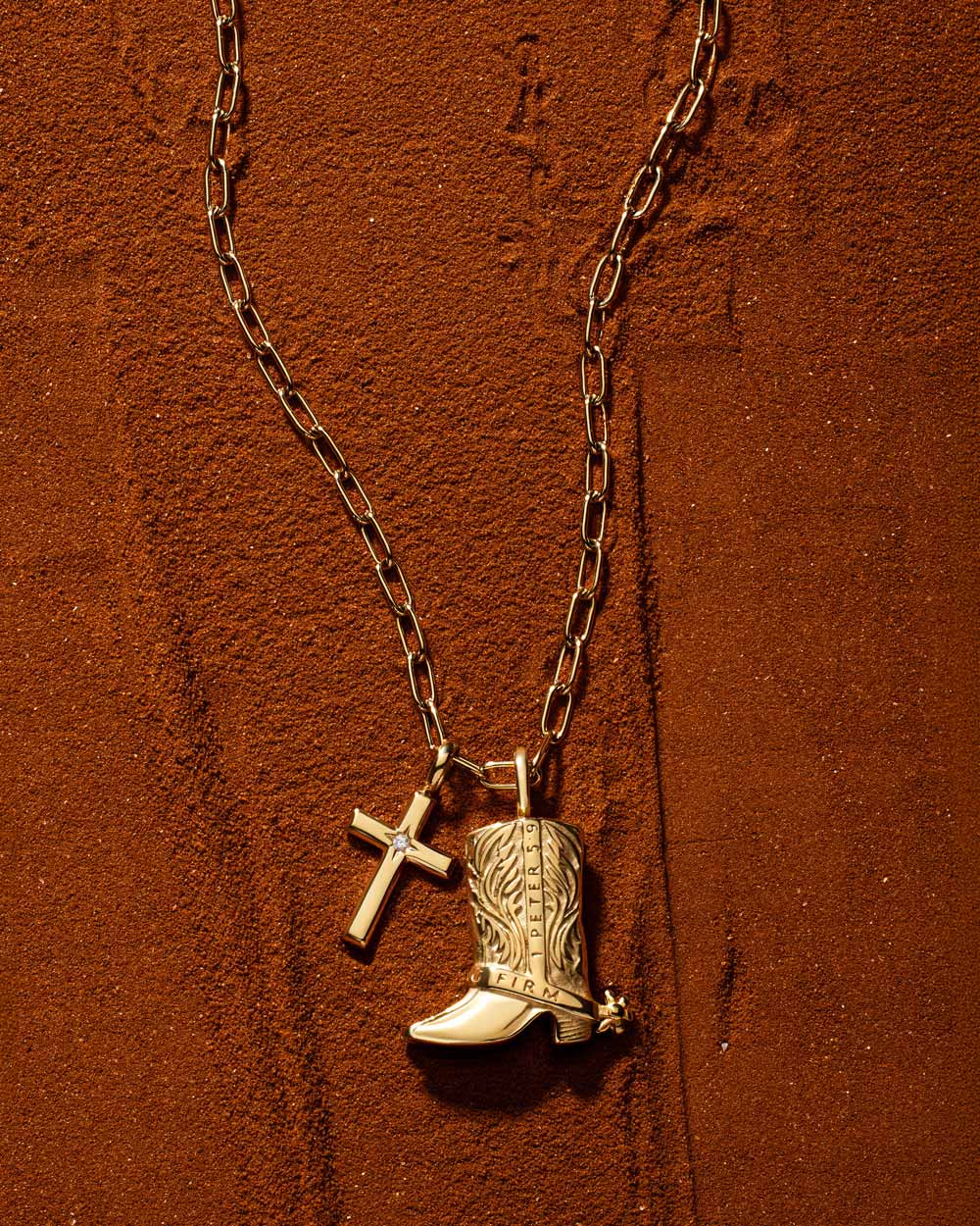 Standing Firm in His Light Gold Cross Necklace — 2