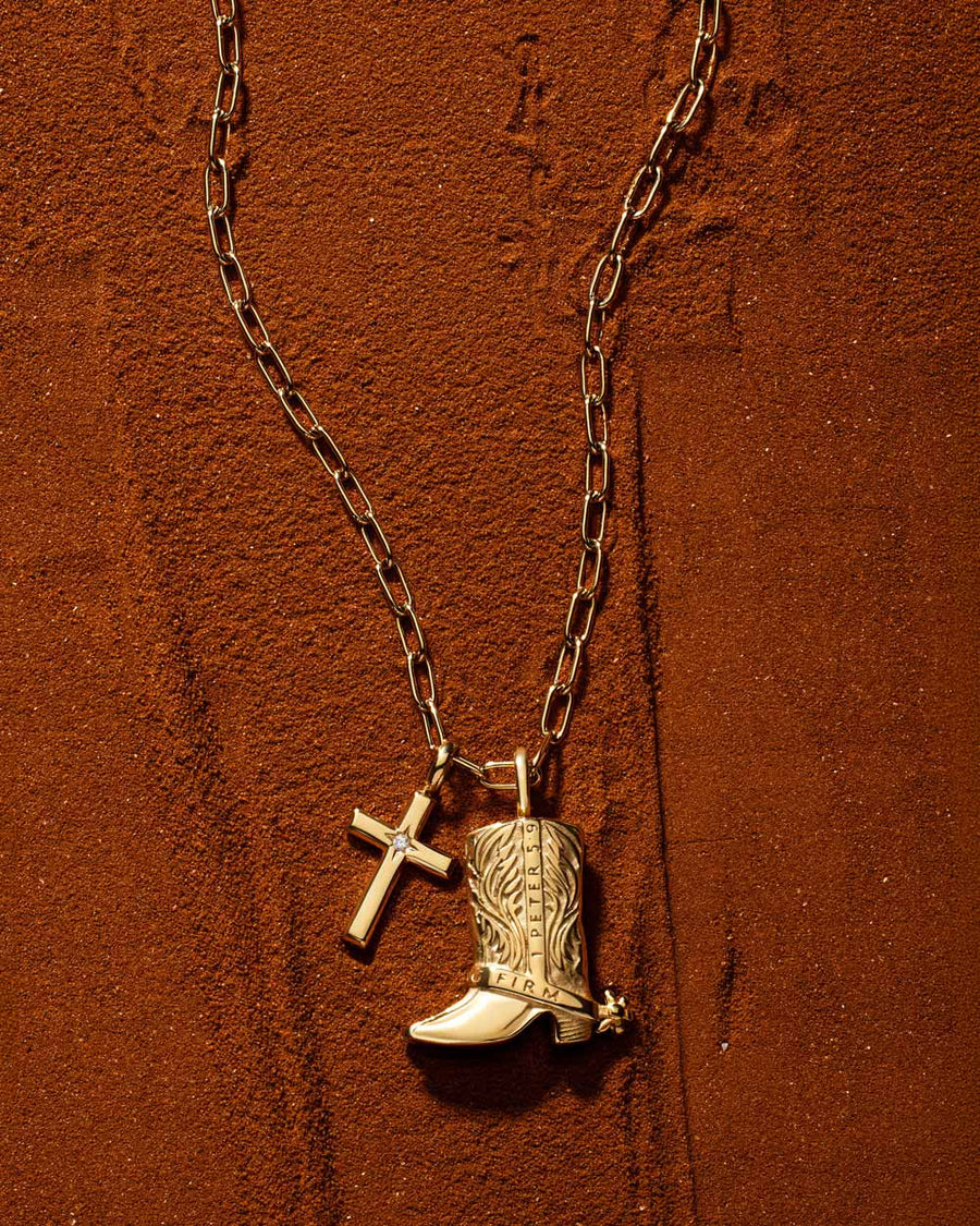 Standing Firm in His Light Gold Cross Necklace