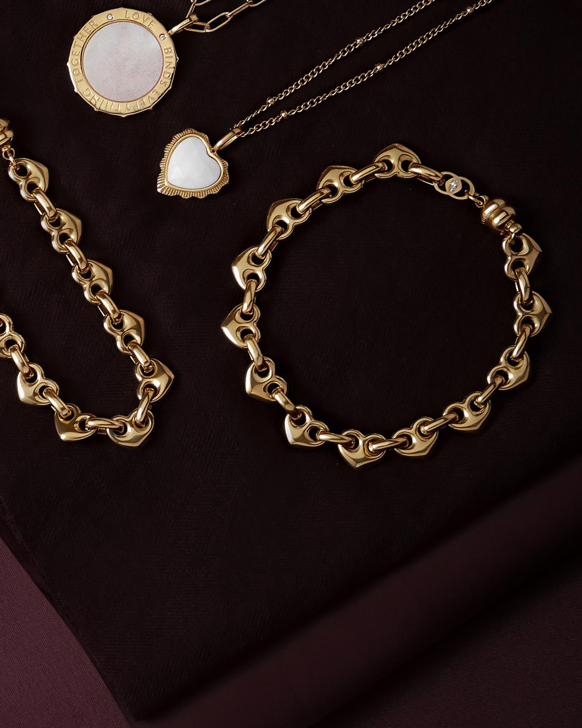 Colossians 3:14 Gold Heart Mariner Bracelet — 5
