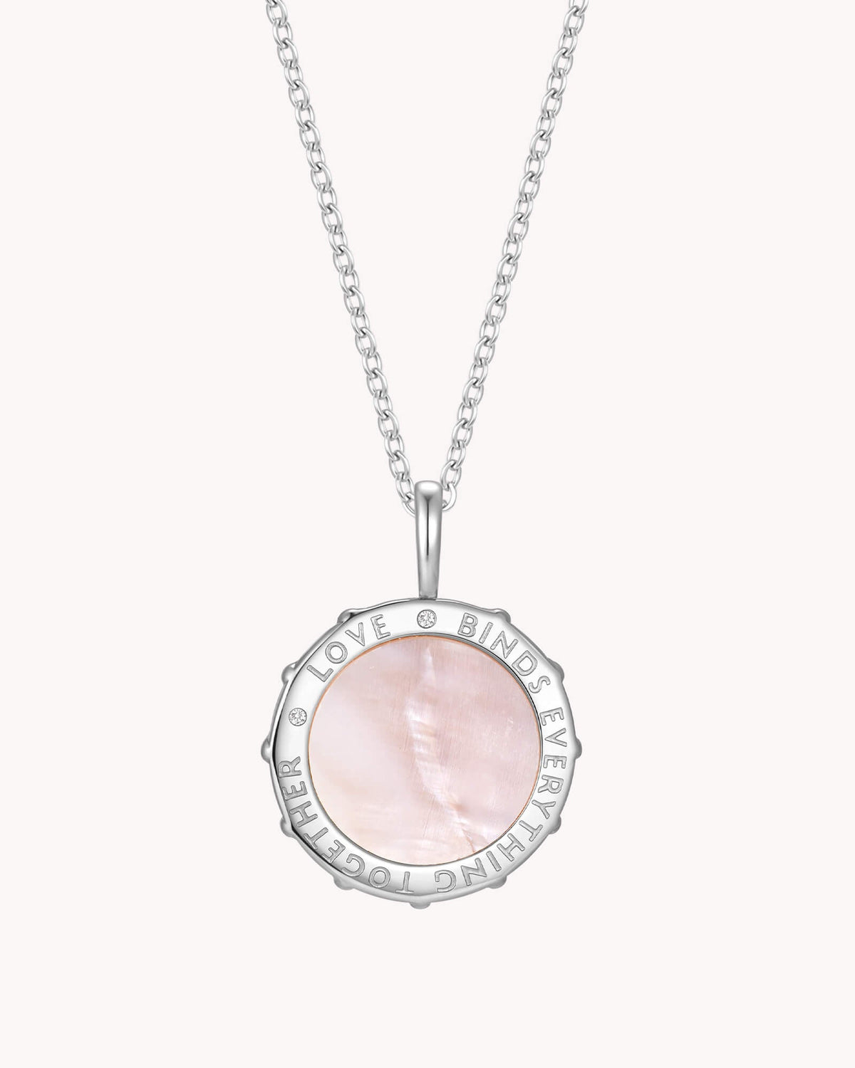 Colossians 3:14 Love Binds White Gold Cable Chain Necklace