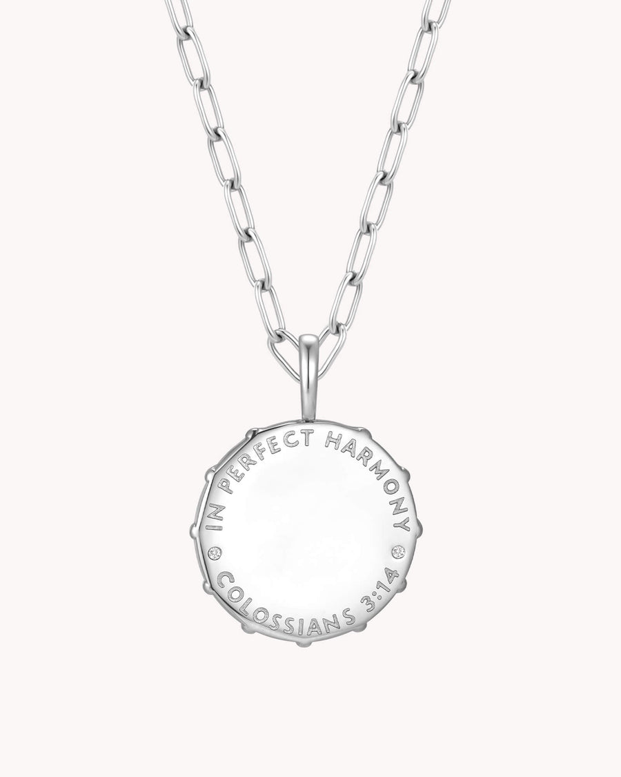 Colossians 3:14 Love Binds White Gold Small Link Chain Necklace