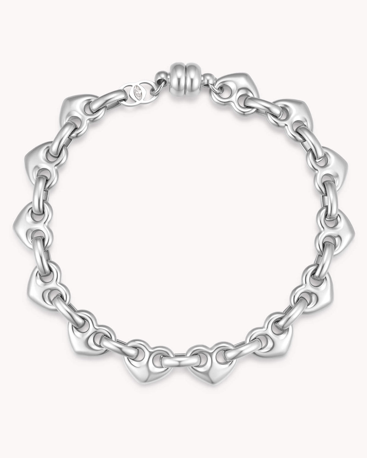 Colossians 3:14 White Gold Heart Mariner Bracelet