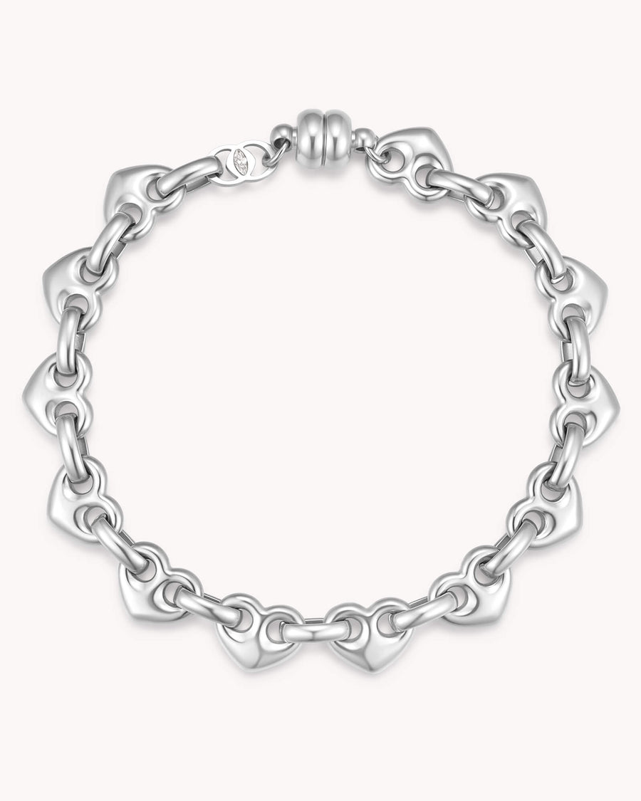 Colossians 3:14 White Gold Heart Mariner Bracelet