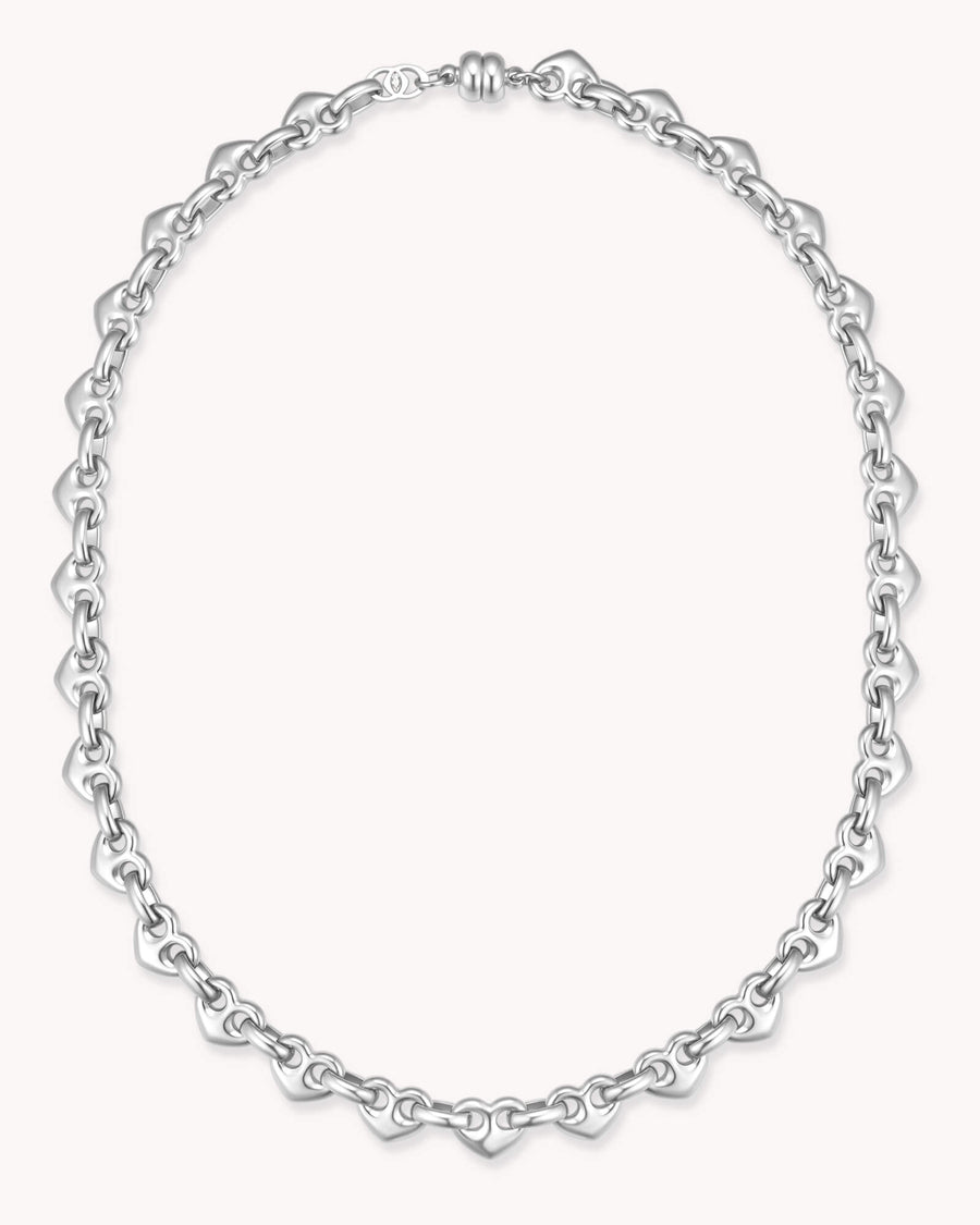 Colossians 3:14 White Gold Heart Mariner Chain Necklace