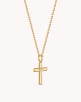 Gold Bright Morning Star Cross Cable Chain Necklace — 2