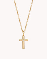 Gold Bright Morning Star Cross Cable Chain Necklace