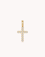 Gold Refined CZ Cross Cable Chain Necklace — 4